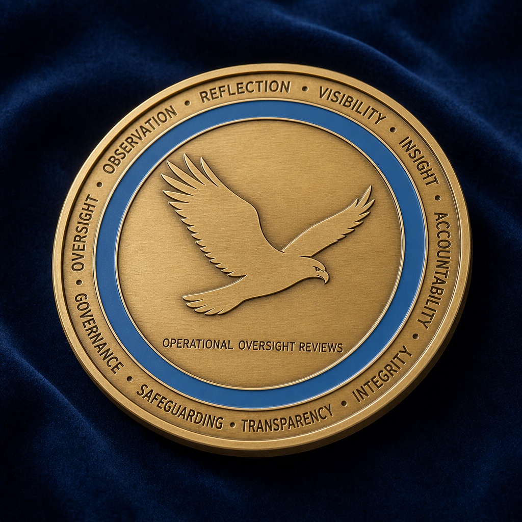 ORVIA Challenge Coin — Operational Oversight Reviews (Steel Blue)
