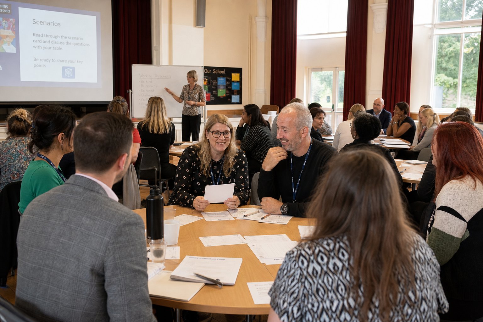 School staff engaged in ORVIA scenario-based safety training workshop