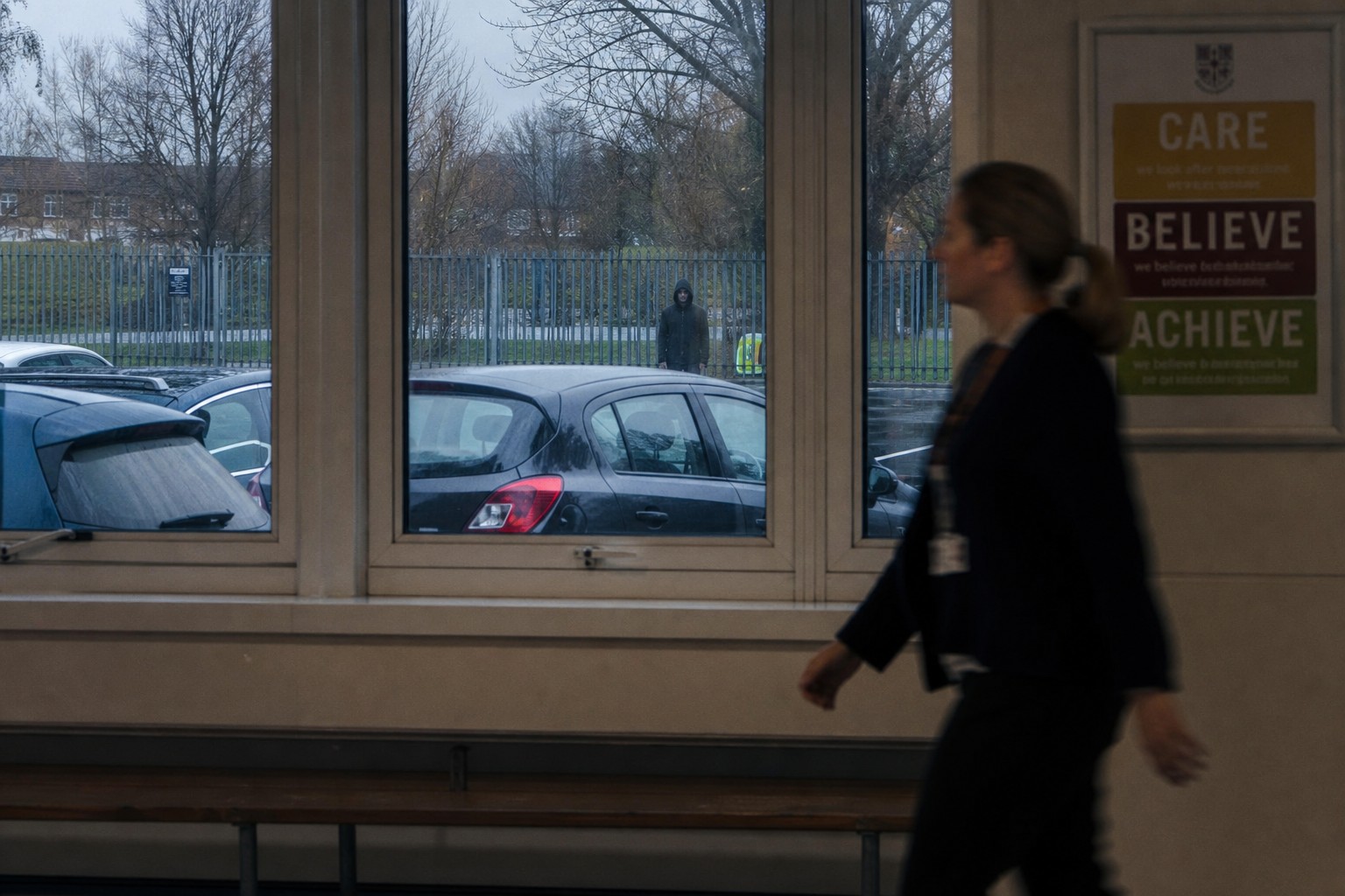 View from inside a school looking out